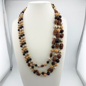 Vintage 3 Strand Graduated Beaded Boho Necklace Unique Piece